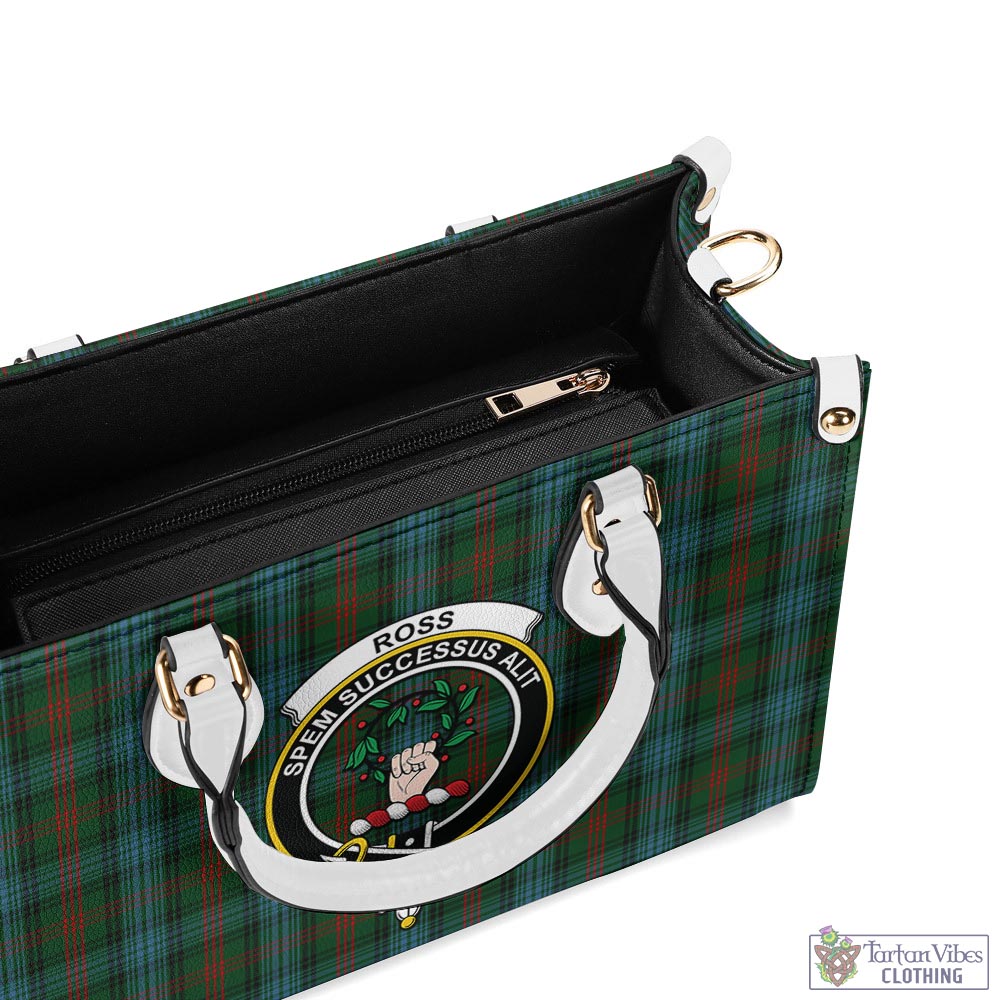 Tartan Vibes Clothing Ross Hunting Tartan Luxury Leather Handbags with Family Crest