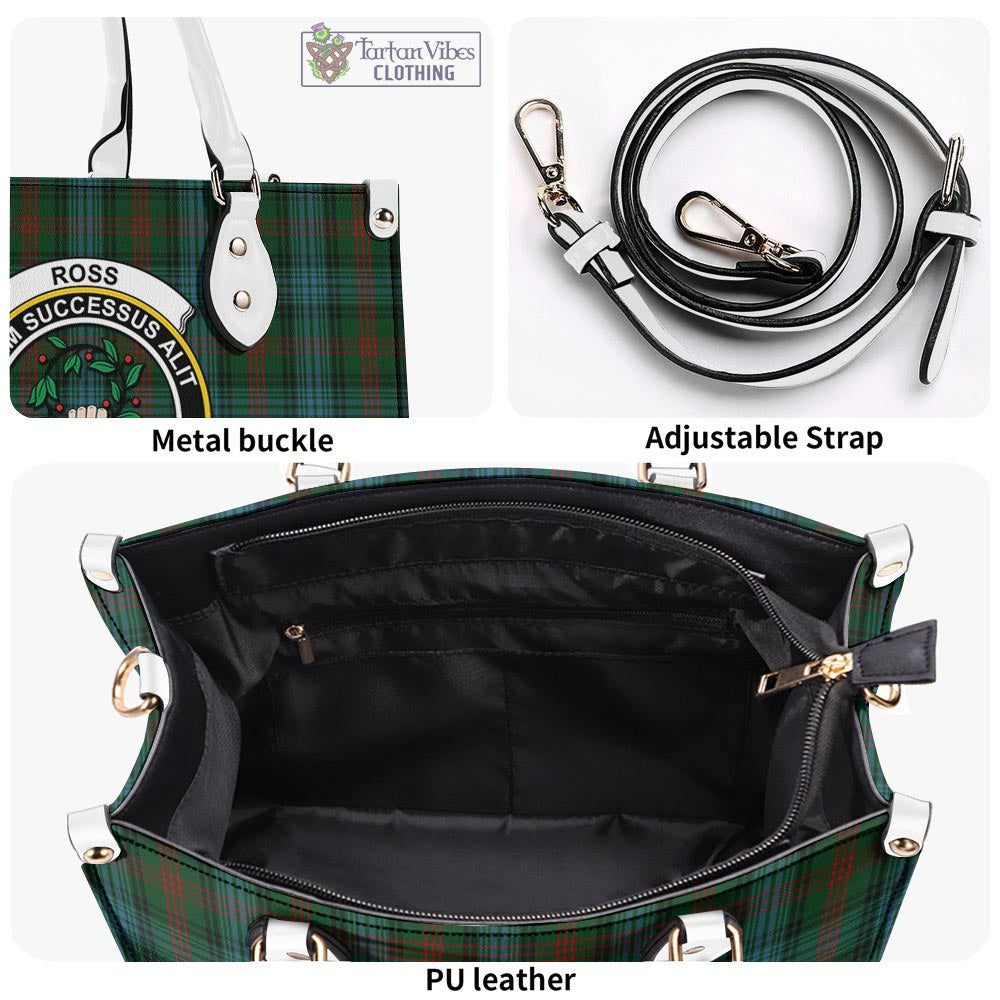 Tartan Vibes Clothing Ross Hunting Tartan Luxury Leather Handbags with Family Crest