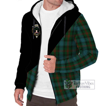 Ross Hunting Tartan Sherpa Hoodie with Family Crest and Military Logo Style