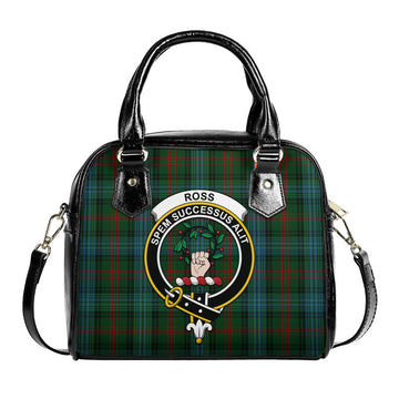 Ross Hunting Tartan Shoulder Handbags with Family Crest