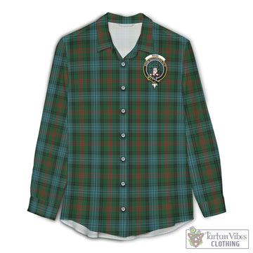 Ross Hunting Tartan Women's Casual Shirt with Family Crest