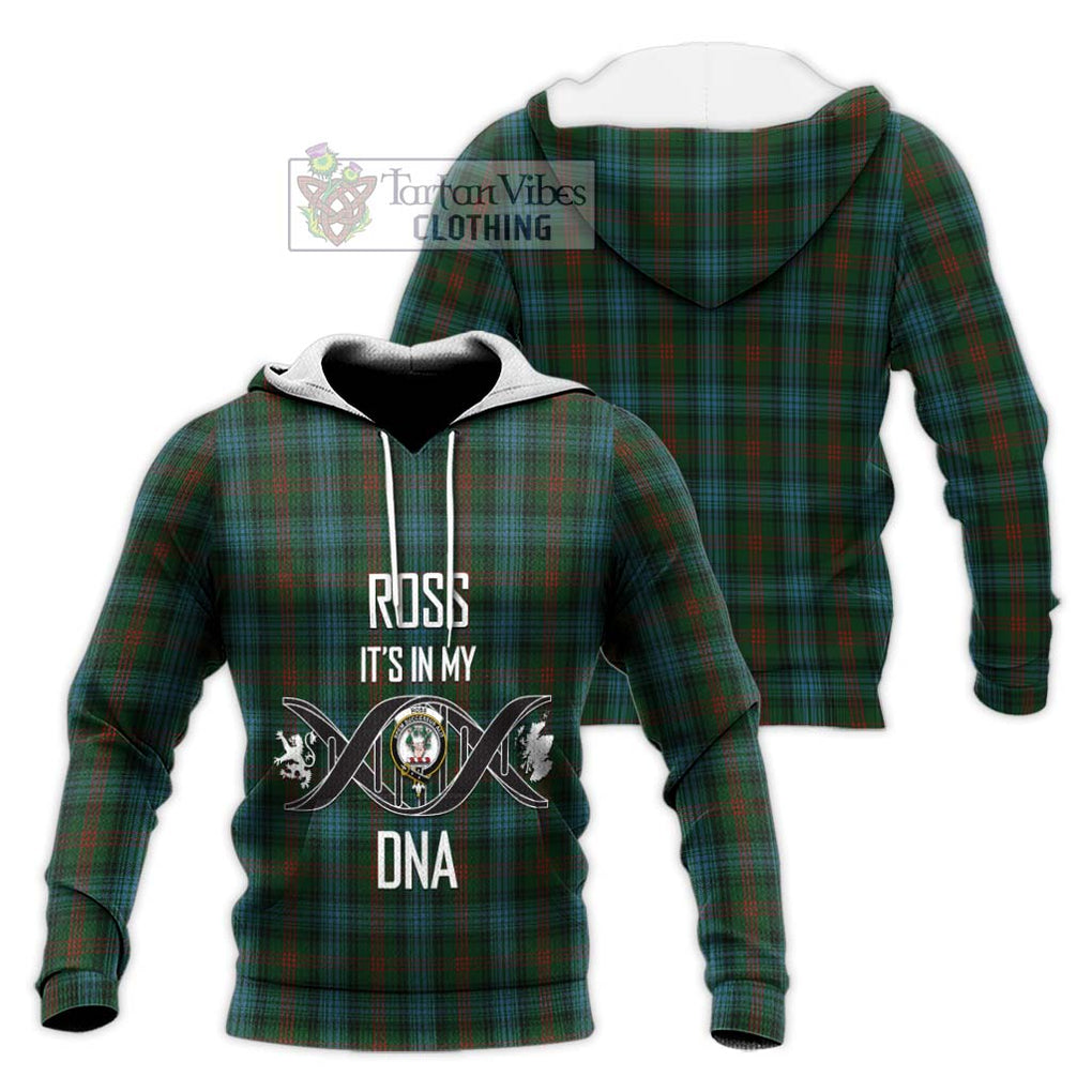 Ross Hunting Tartan Knitted Hoodie with Family Crest DNA In Me Style Unisex Knitted Pullover Hoodie - Tartanvibesclothing Shop