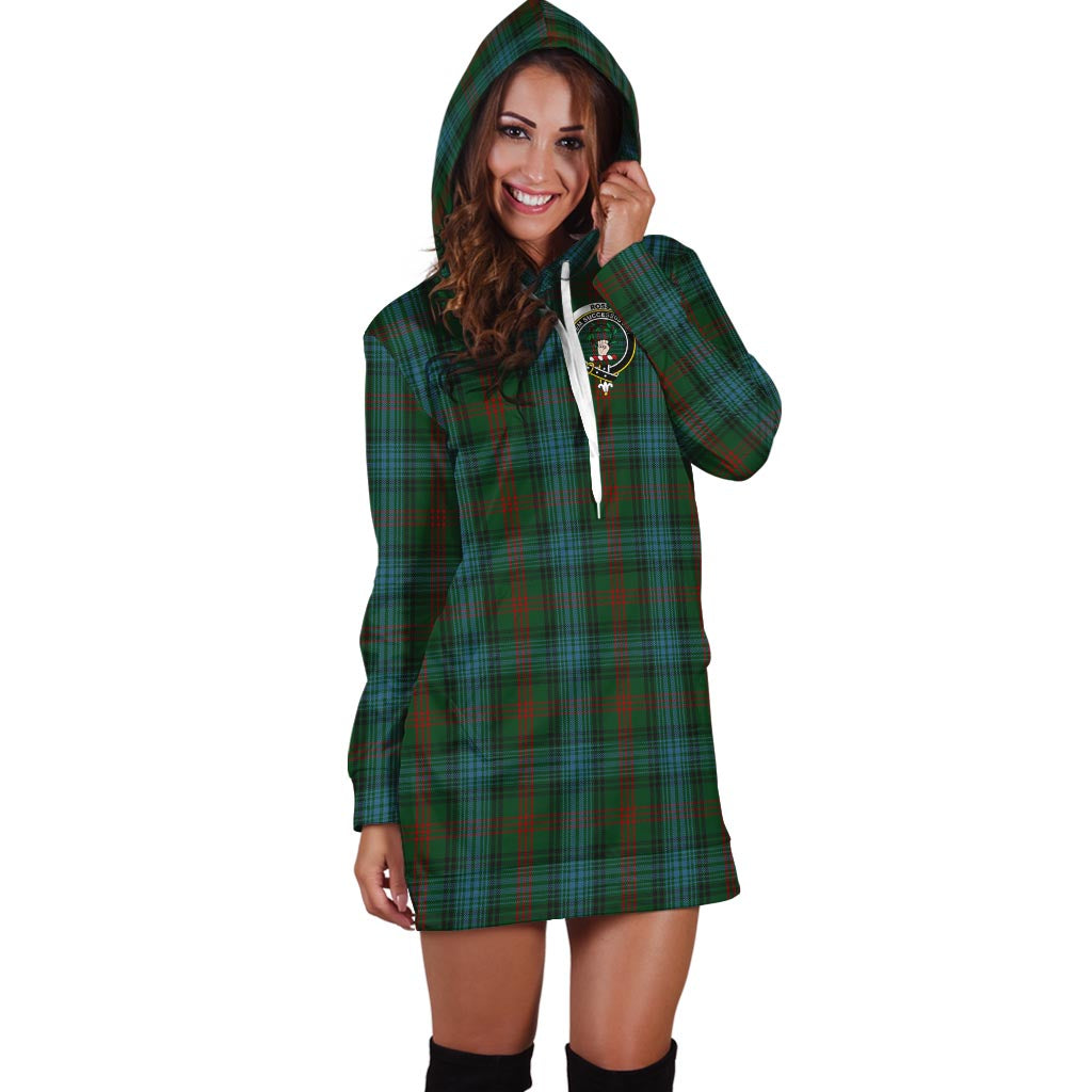 Ross Hunting Tartan Hoodie Dress with Family Crest - Tartan Vibes Clothing