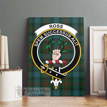 Ross Hunting Tartan Canvas Print Wall Art with Family Crest