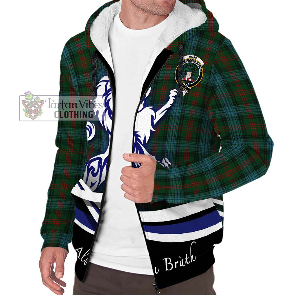 Ross Hunting Tartan Sherpa Hoodie with Alba Gu Brath Regal Lion Emblem Unisex S - Tartanvibesclothing Shop