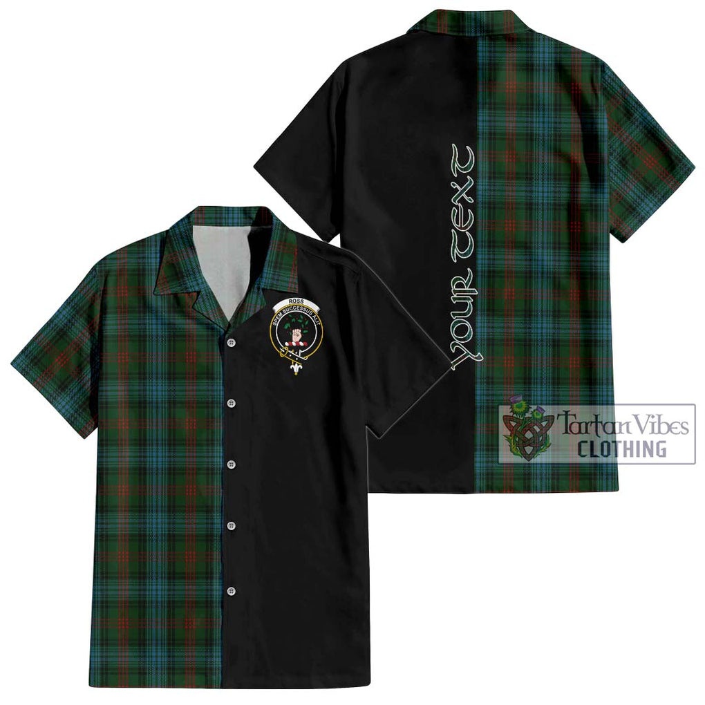 Ross Hunting Tartan Short Sleeve Button Shirt with Family Crest and Half Of Me Style Kid - Tartanvibesclothing Shop