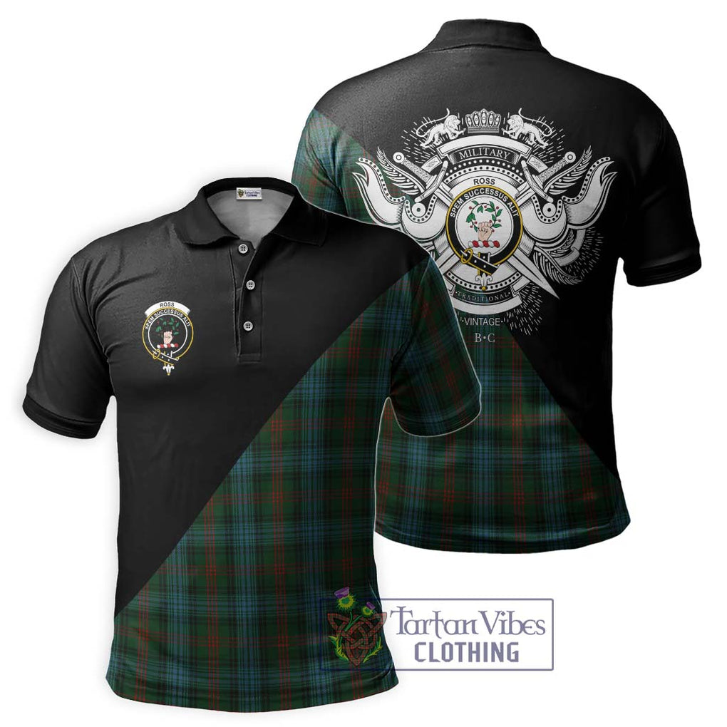 Ross Hunting Tartan Polo Shirt with Family Crest and Military Logo Style Kid - Tartanvibesclothing Shop