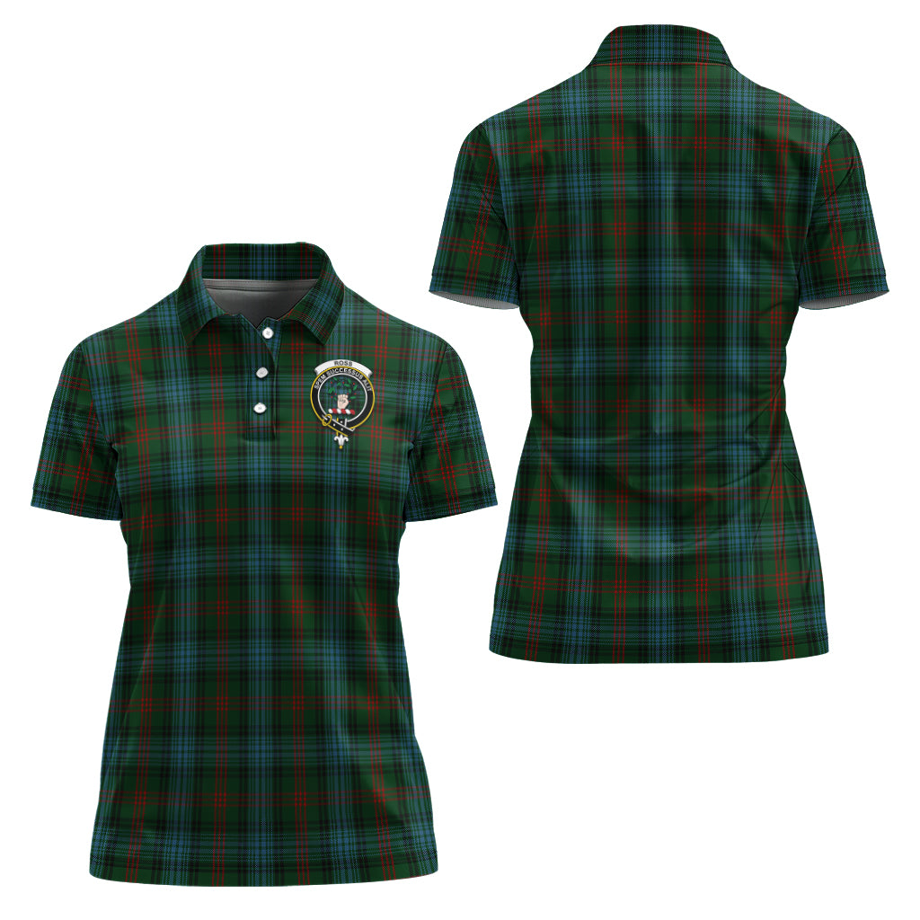 Ross Hunting Tartan Polo Shirt with Family Crest For Women Women - Tartan Vibes Clothing