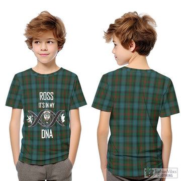 Ross Hunting Tartan Kid T-Shirt with Family Crest DNA In Me Style