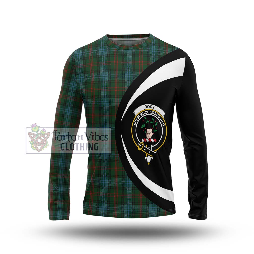 Tartan Vibes Clothing Ross Hunting Tartan Long Sleeve T-Shirt with Family Crest Circle Style