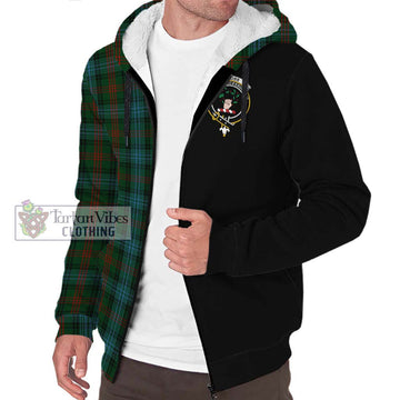 Ross Hunting Tartan Sherpa Hoodie with Family Crest and Half Of Me Style