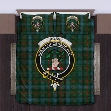 Ross Hunting Tartan Quilt Bed Set with Family Crest