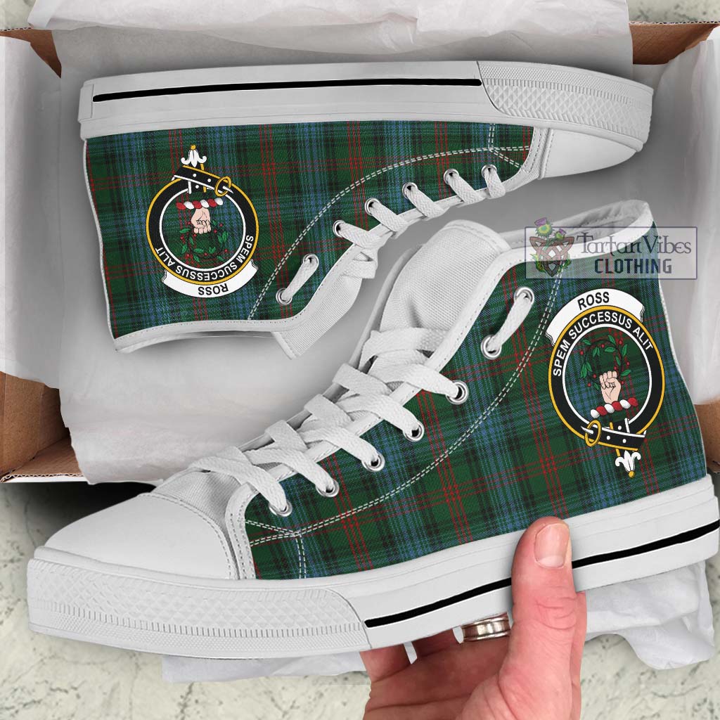 Tartan Vibes Clothing Ross Hunting Tartan High Top Shoes with Family Crest