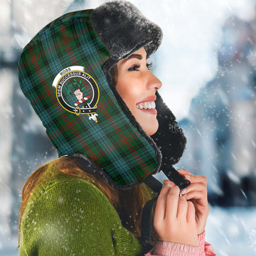 Ross Hunting Tartan Winter Trapper Hat with Family Crest