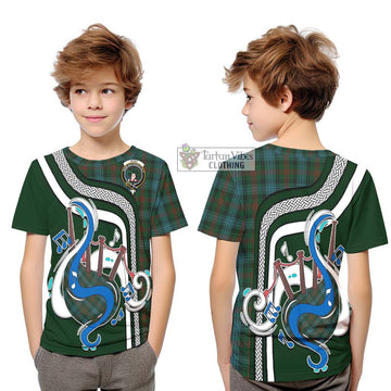 Ross Hunting Tartan Kid T-Shirt with Epic Bagpipe Style