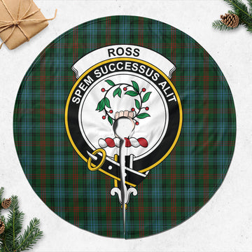 Ross Hunting Tartan Christmas Tree Skirt with Family Crest