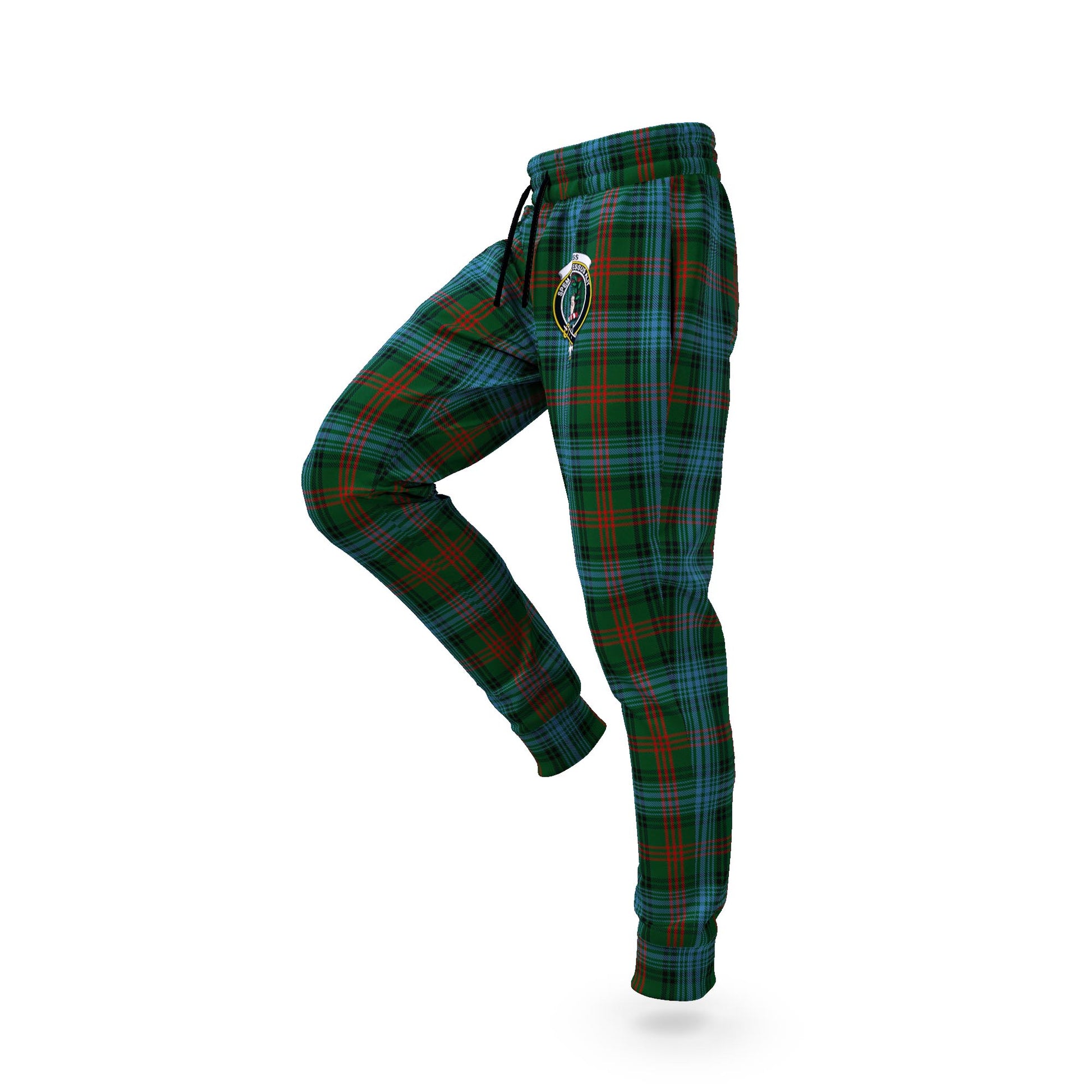 Ross Hunting Tartan Joggers Pants with Family Crest S - Tartanvibesclothing Shop