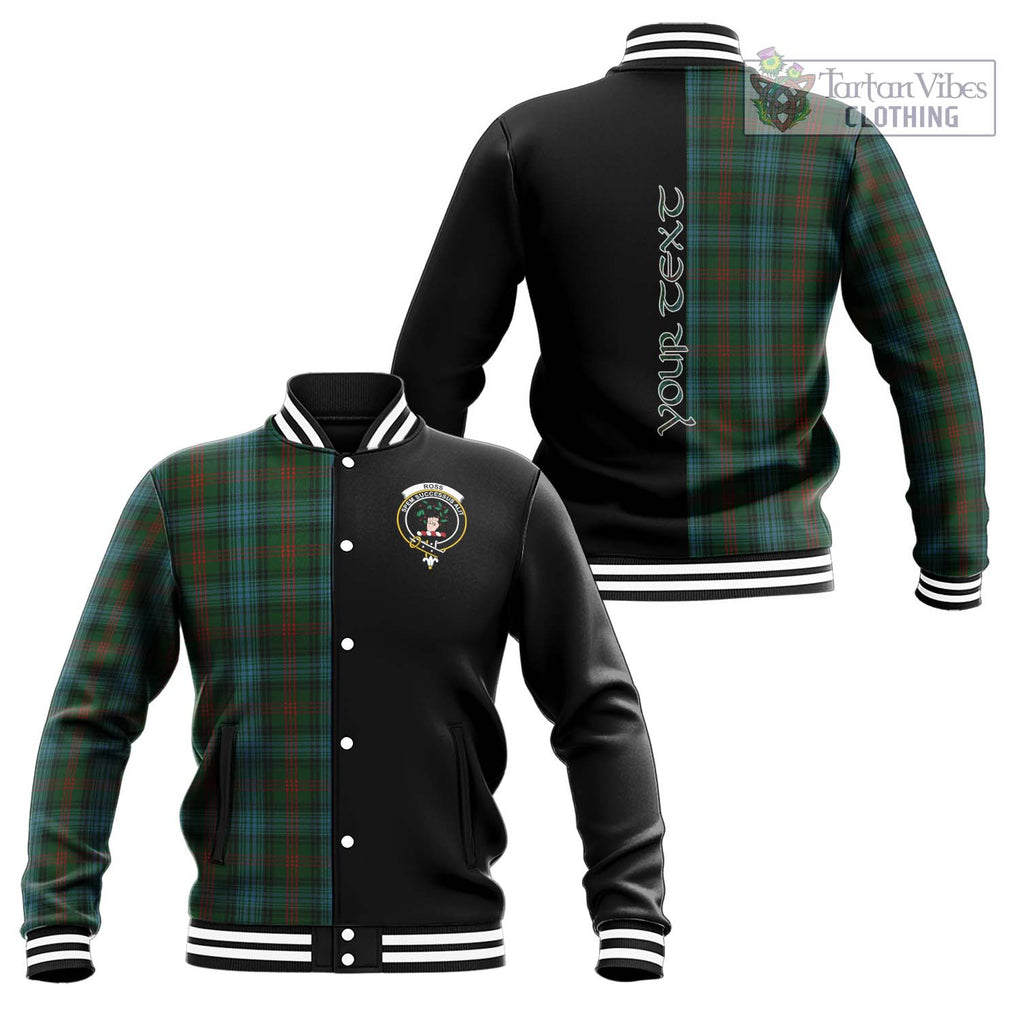 Ross Hunting Tartan Baseball Jacket with Family Crest and Half Of Me Style Unisex - Tartanvibesclothing Shop