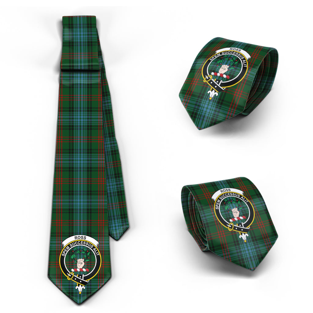 Ross Hunting Tartan Classic Necktie with Family Crest Necktie One Size - Tartan Vibes Clothing