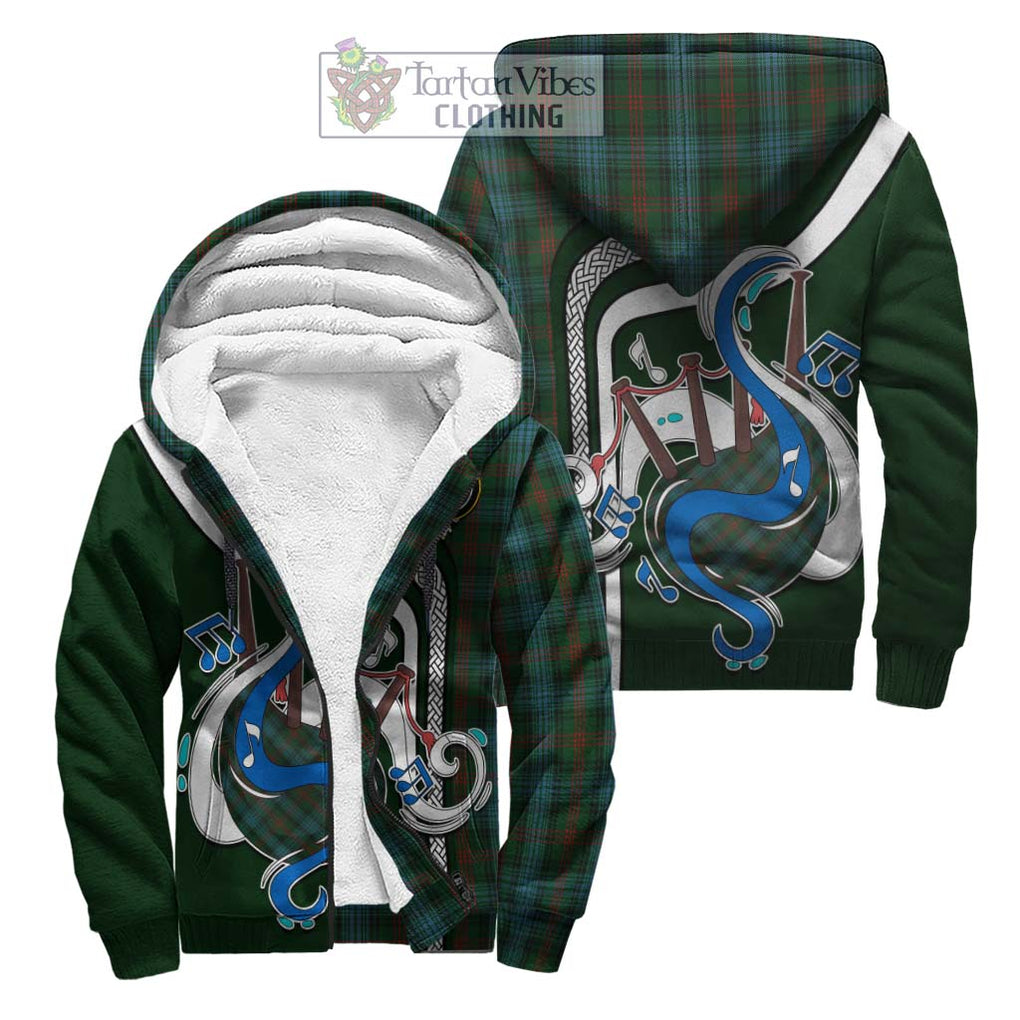 Ross Hunting Tartan Sherpa Hoodie with Epic Bagpipe Style Unisex S - Tartanvibesclothing Shop