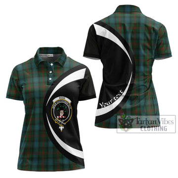 Ross Hunting Tartan Women's Polo Shirt with Family Crest Circle Style