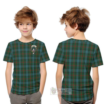 Ross Hunting Tartan Kid T-Shirt with Family Crest