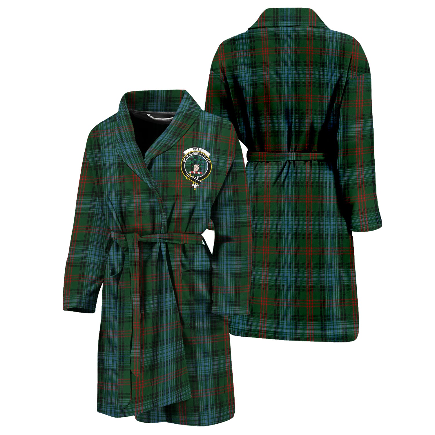 Ross Hunting Tartan Bathrobe with Family Crest Unisex S - Tartan Vibes Clothing