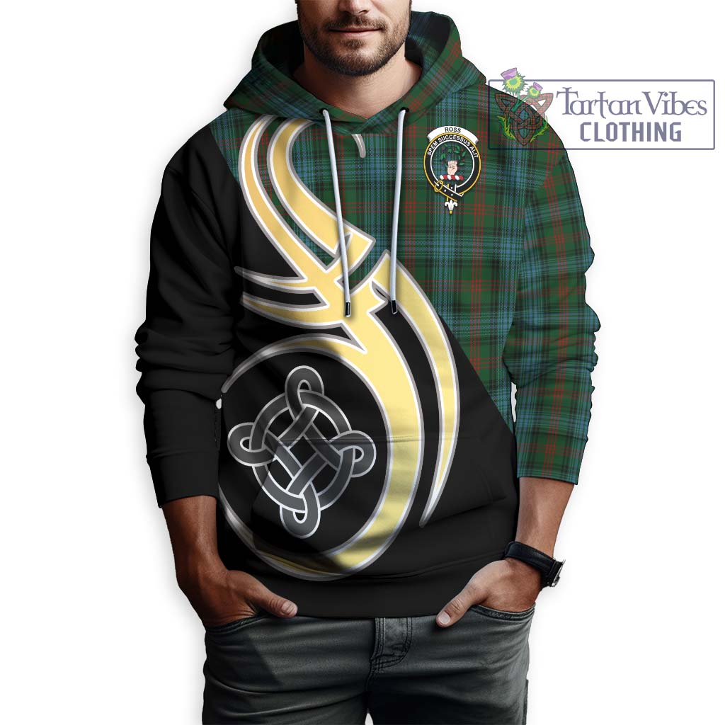 Ross Hunting Tartan Hoodie with Family Crest and Celtic Symbol Style Zip Hoodie - Tartan Vibes Clothing