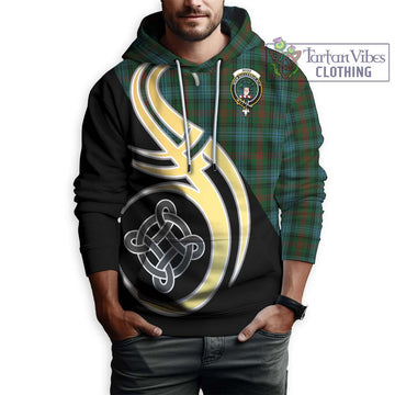 Ross Hunting Tartan Hoodie with Family Crest and Celtic Symbol Style