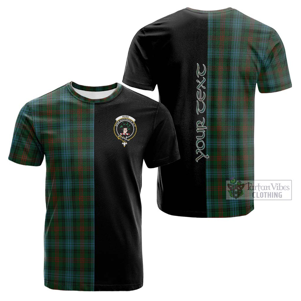 Tartan Vibes Clothing Ross Hunting Tartan Cotton T-shirt with Family Crest and Half Of Me Style