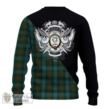 Ross Hunting Tartan Ugly Sweater with Family Crest and Military Logo Style