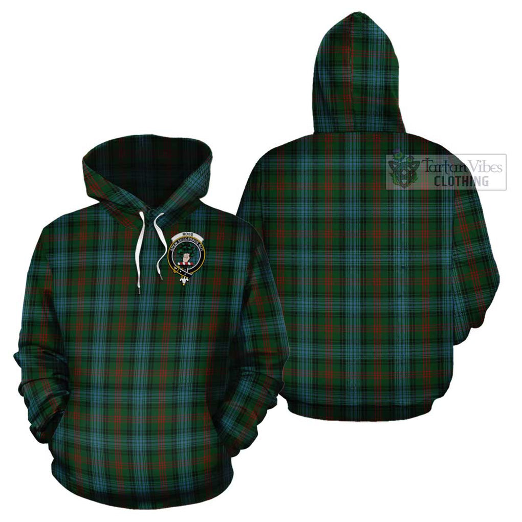 Ross Hunting Tartan Cotton Hoodie with Family Crest Pullover Hoodie - Tartan Vibes Clothing