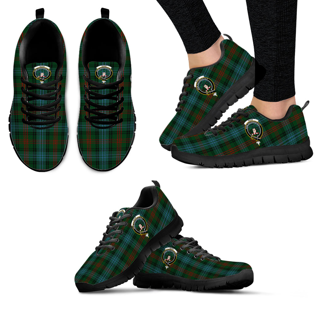 Ross Hunting Tartan Sneakers with Family Crest - Tartan Vibes Clothing