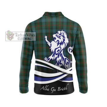 Ross Hunting Tartan Long Sleeve Polo Shirt with Alba Gu Brath Regal Lion Emblem