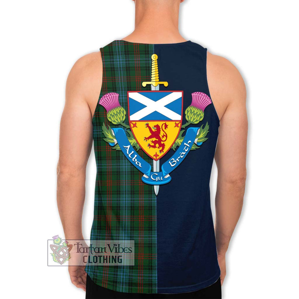 Tartan Vibes Clothing Ross Hunting Tartan Men's Tank Top with Scottish Lion Royal Arm Half Style