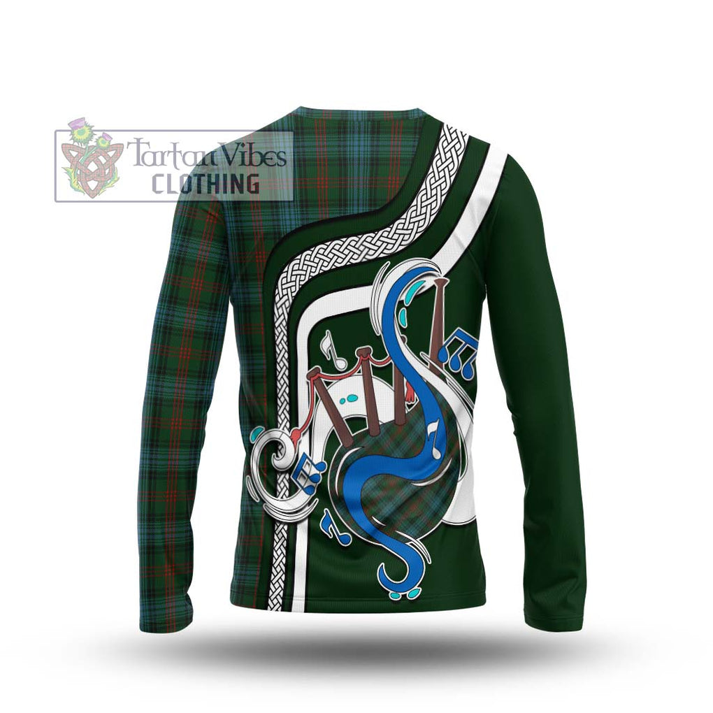 Tartan Vibes Clothing Ross Hunting Tartan Long Sleeve T-Shirt with Epic Bagpipe Style