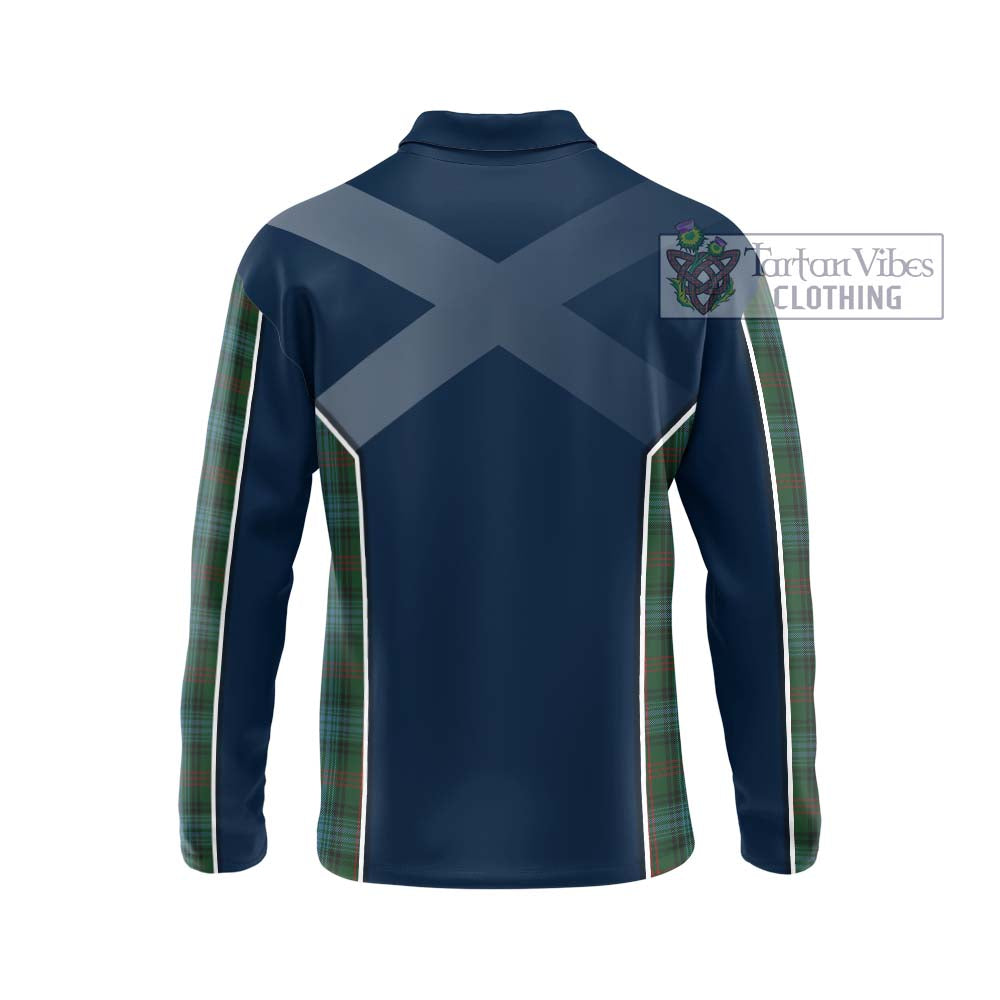 Ross Hunting Tartan Long Sleeve Polo Shirt with Family Crest and Lion Rampant Vibes Sport Style - Tartan Vibes Clothing