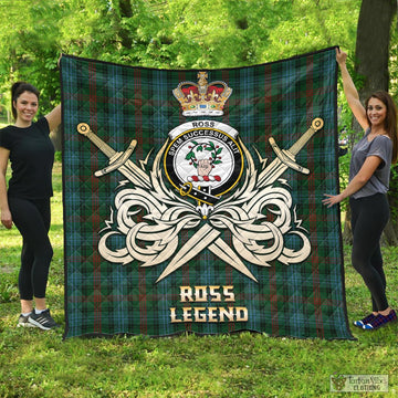 Ross Hunting Tartan Quilt with Clan Crest and the Golden Sword of Courageous Legacy