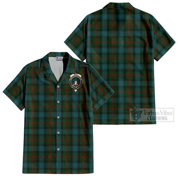 Ross Hunting Tartan Cotton Hawaiian Shirt with Family Crest