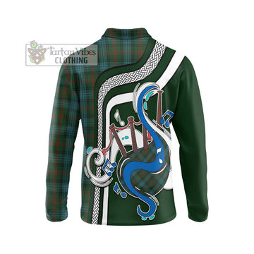 Ross Hunting Tartan Long Sleeve Polo Shirt with Epic Bagpipe Style