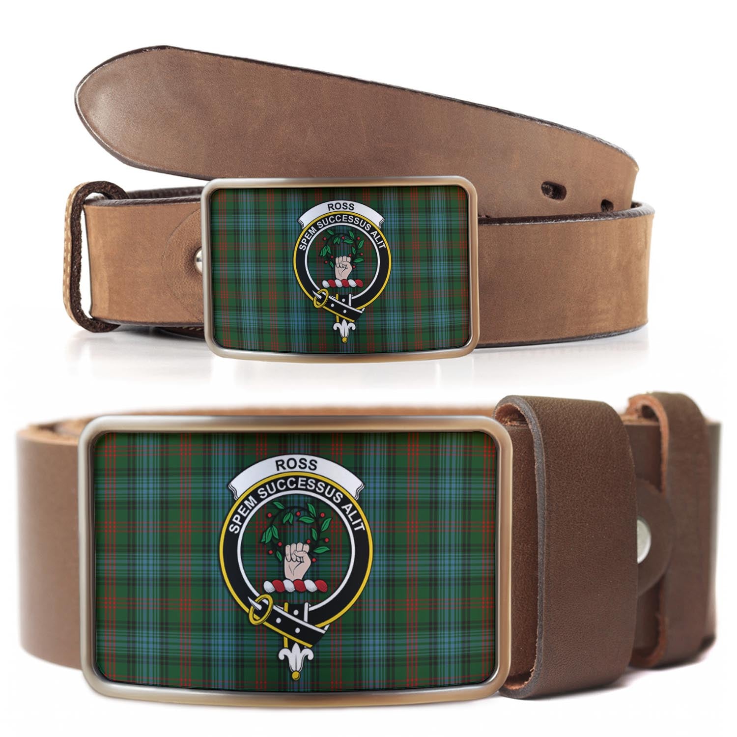 Ross Hunting Tartan Belt Buckles with Family Crest - Tartan Vibes Clothing