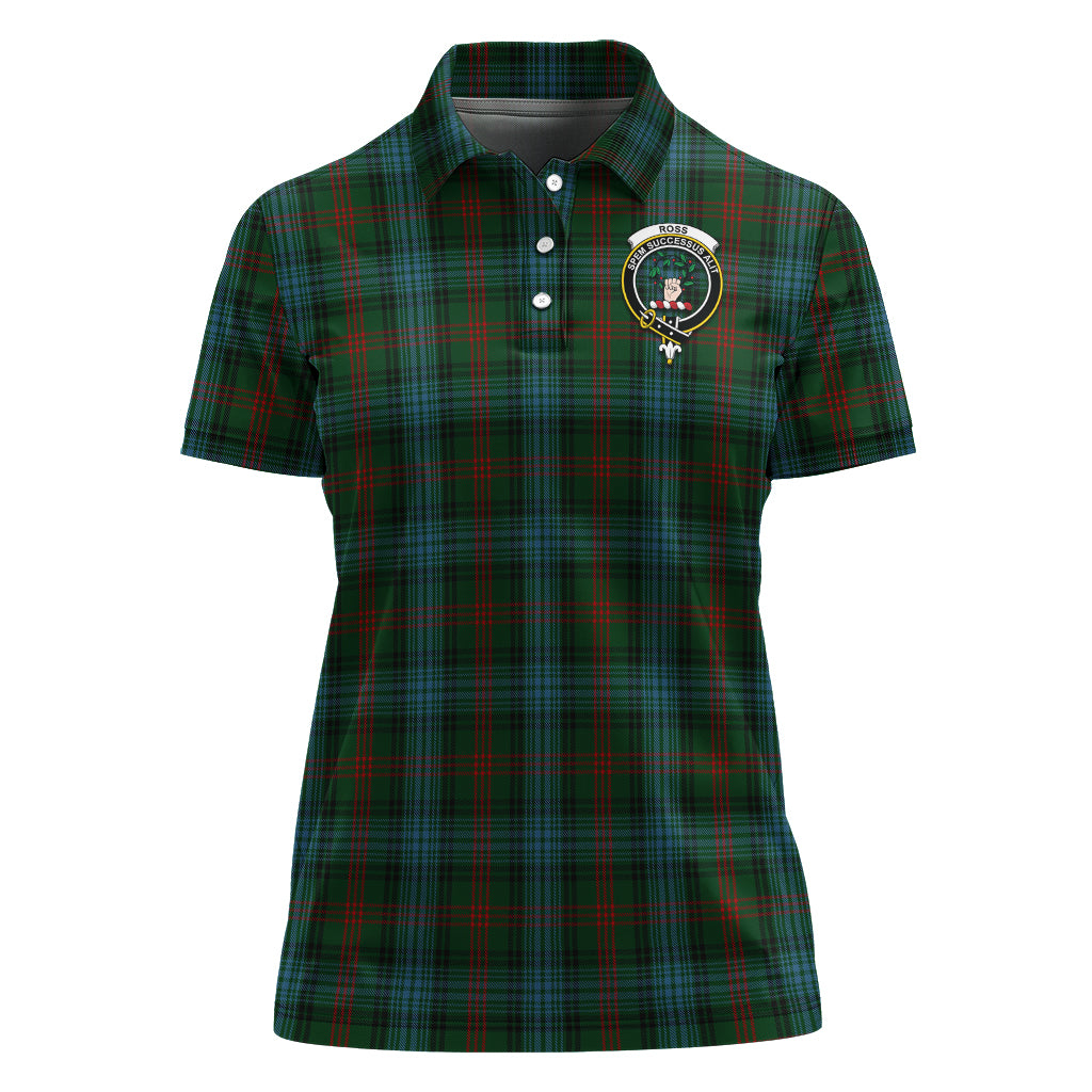 Ross Hunting Tartan Polo Shirt with Family Crest For Women - Tartan Vibes Clothing