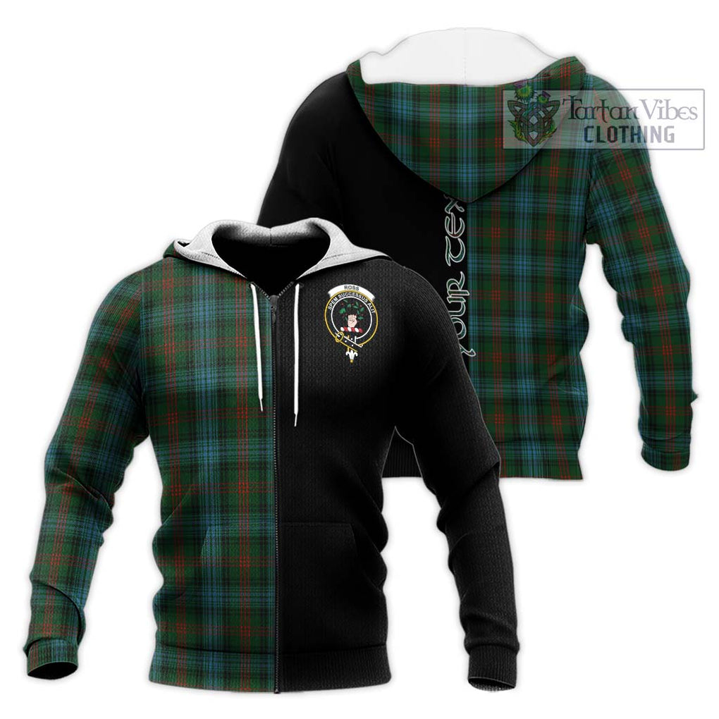 Ross Hunting Tartan Knitted Hoodie with Family Crest and Half Of Me Style Unisex Knitted Zip Hoodie - Tartanvibesclothing Shop