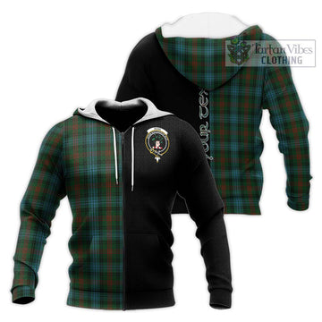 Ross Hunting Tartan Knitted Hoodie with Family Crest and Half Of Me Style