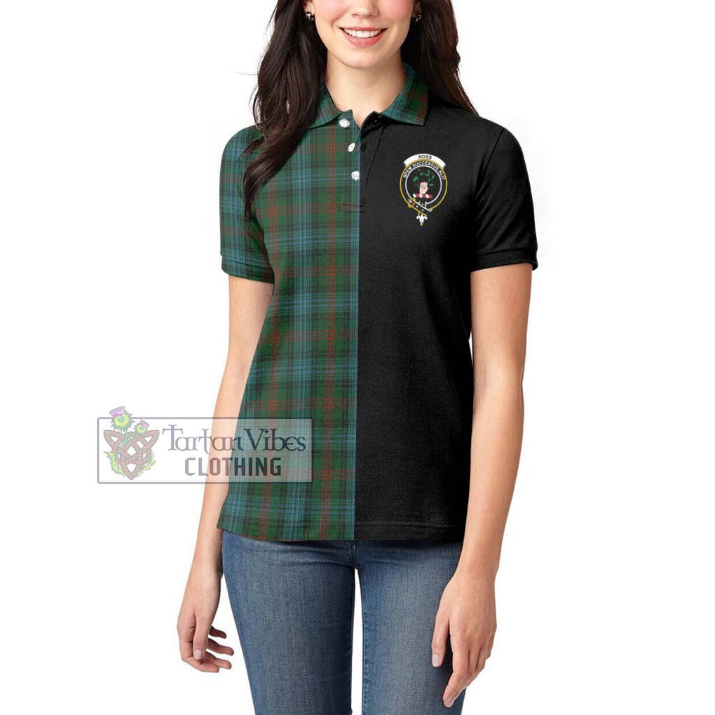 Ross Hunting Tartan Women's Polo Shirt with Family Crest and Half Of Me Style - Tartanvibesclothing Shop