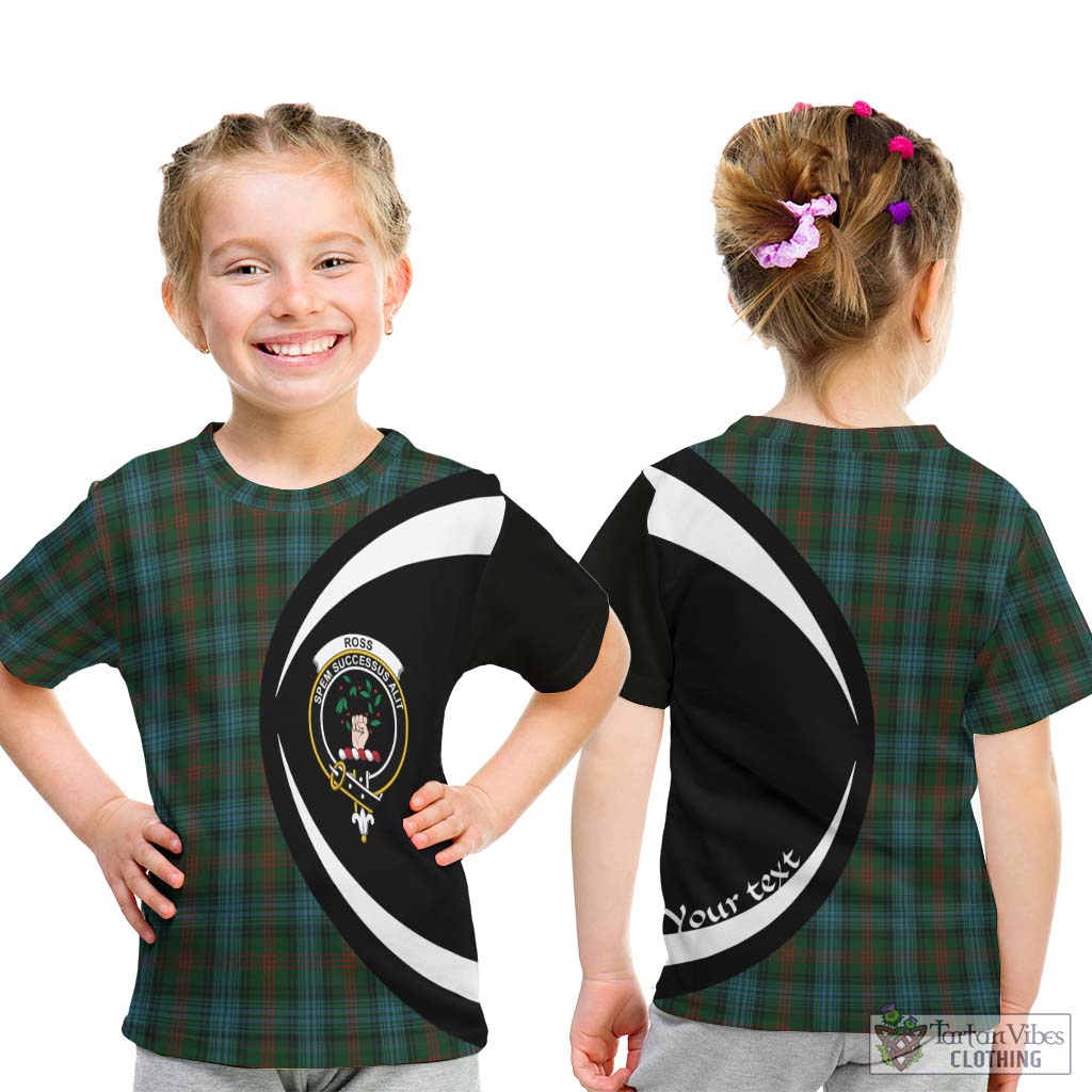Tartan Vibes Clothing Ross Hunting Tartan Kid T-Shirt with Family Crest Circle Style