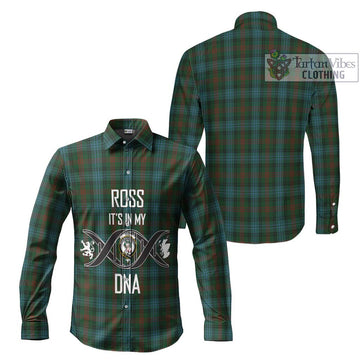 Ross Hunting Tartan Long Sleeve Button Shirt with Family Crest DNA In Me Style