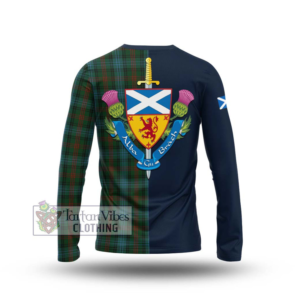 Tartan Vibes Clothing Ross Hunting Tartan Long Sleeve T-Shirt with Scottish Lion Royal Arm Half Style