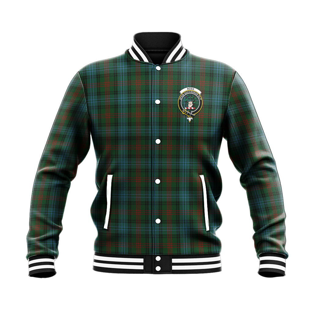 Ross Hunting Tartan Baseball Jacket with Family Crest - Tartan Vibes Clothing