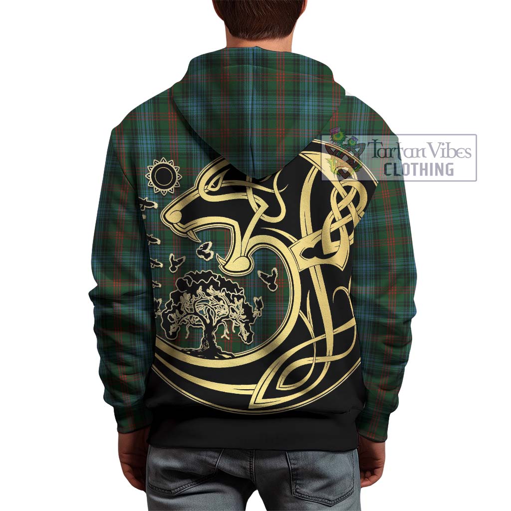Tartan Vibes Clothing Ross Hunting Tartan Hoodie with Family Crest Celtic Wolf Style